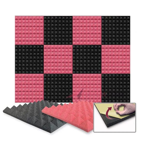 silexofy Pyramid Series Acoustic Foam - Black x Red Bundle - KK1034