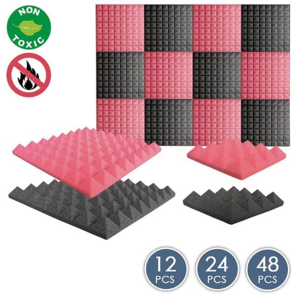 silexofy Pyramid Series Acoustic Foam - Black x Red Bundle - KK1034