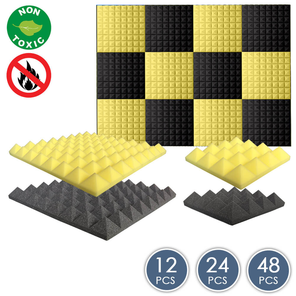 silexofy Pyramid Series Acoustic Foam - Black x Yellow Bundle - KK1034