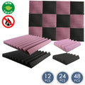 silexofy Wedge Tiles Series Acoustic Foam - Black x Burgundy Bundle - KK1134