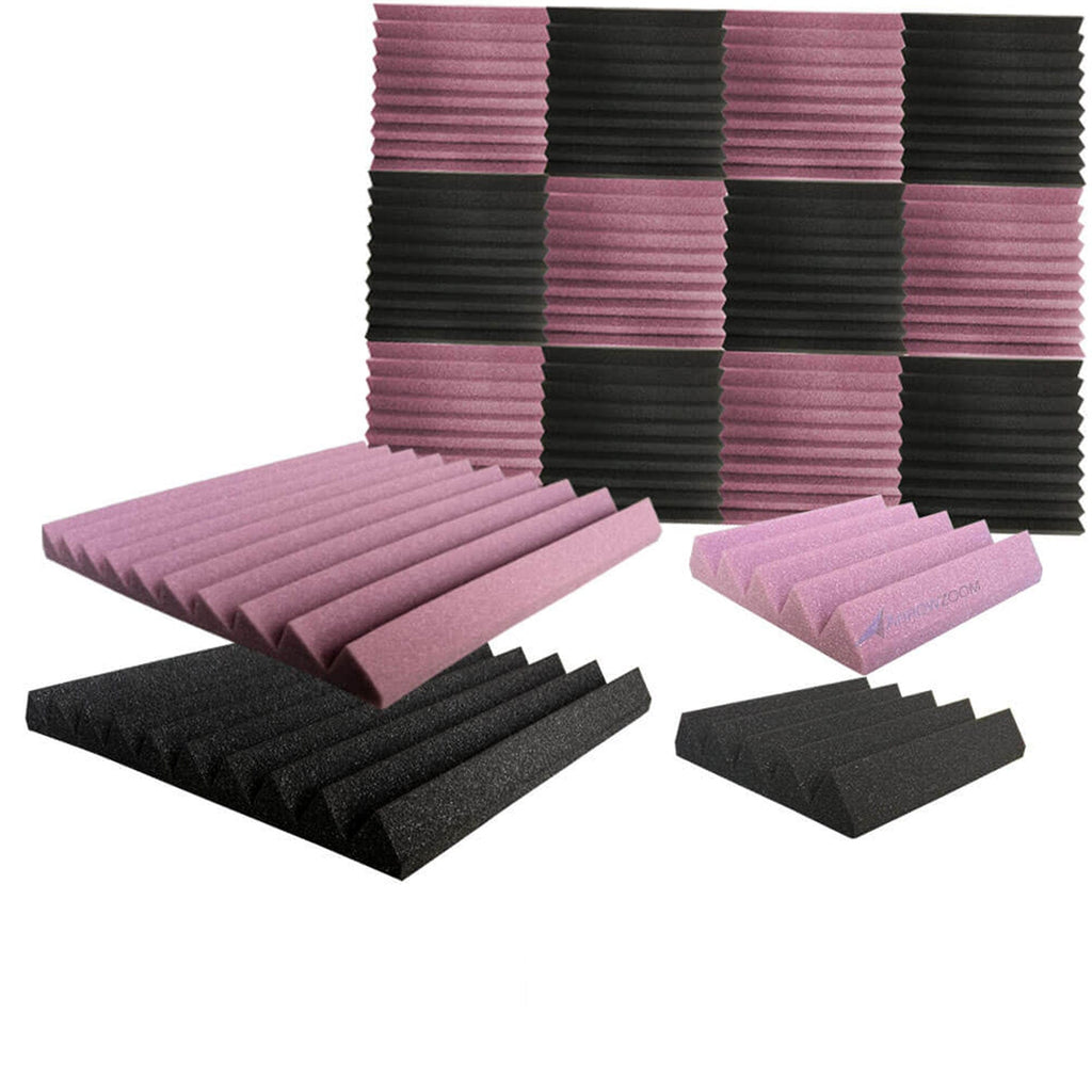 silexofy Wedge Tiles Series Acoustic Foam - Black x Burgundy Bundle - KK1134