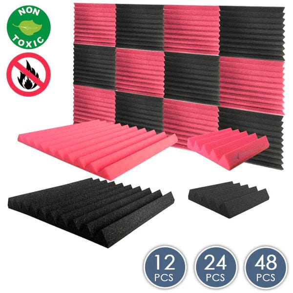 silexofy Wedge Tiles Series Acoustic Foam - Black x Red Bundle - KK1134