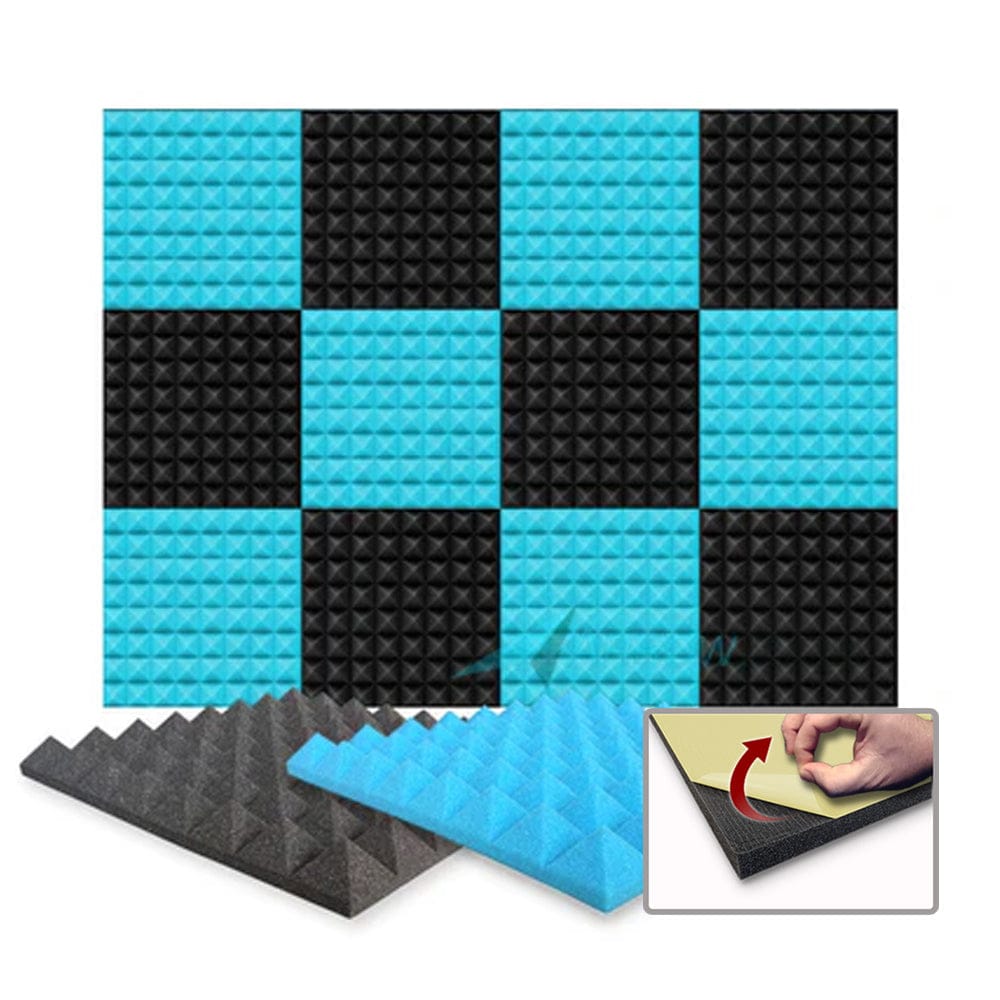 silexofy Pyramid Series Acoustic Foam - Baby Blue x Black Bundle - KK1034