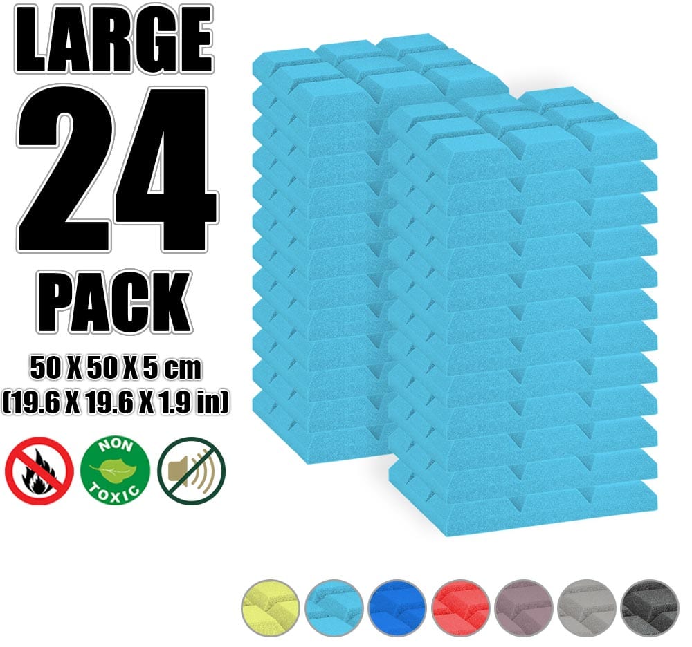 New 24 pcs Bundle Bevel Grid Type Acoustic Panels Sound Absorption Studio Soundproof Foam 7 Colors KK1046