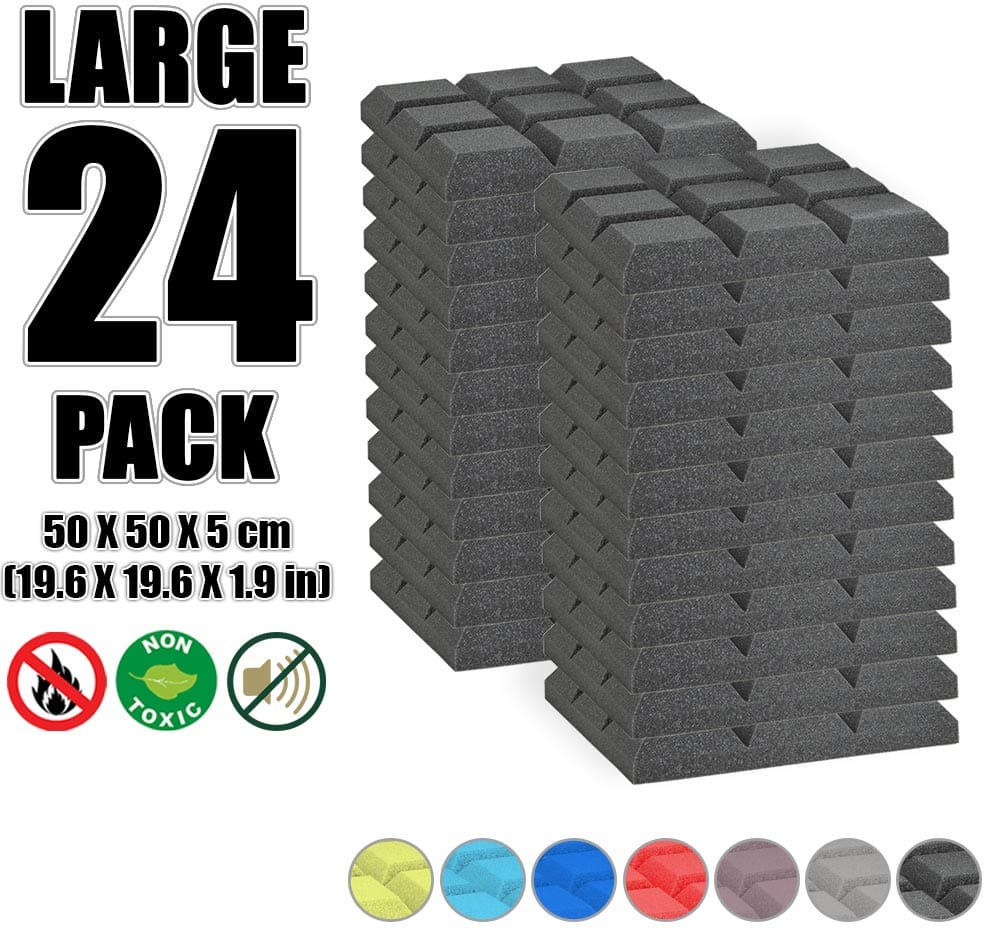 New 24 pcs Bundle Bevel Grid Type Acoustic Panels Sound Absorption Studio Soundproof Foam 7 Colors KK1046