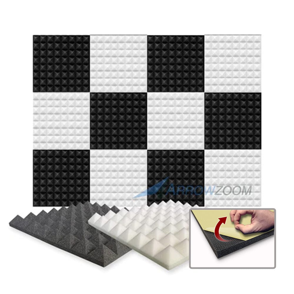 silexofy Pyramid Series Acoustic Foam - Black x Pearl White Bundle - KK1034
