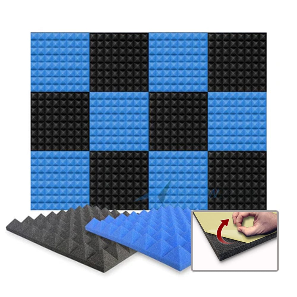 silexofy Pyramid Series Acoustic Foam - Black x Blue Bundle - KK1034