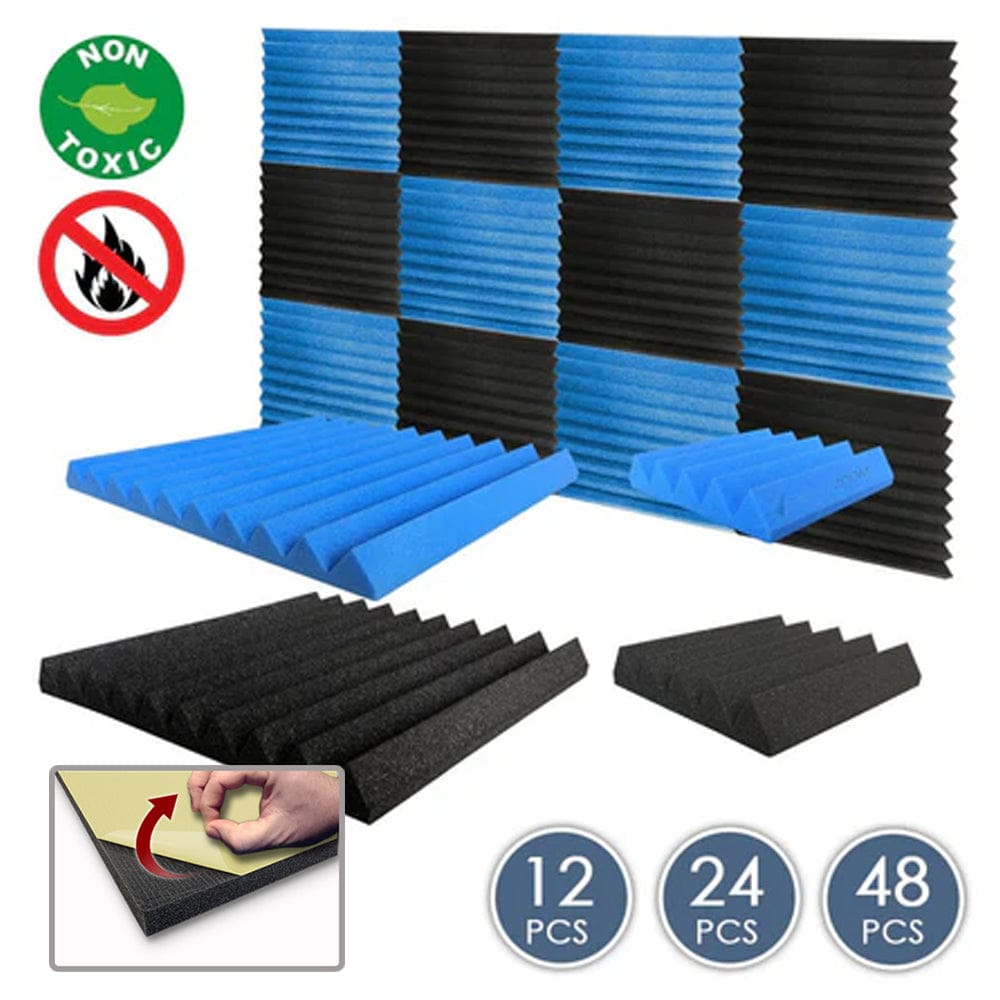 silexofy Wedge Tiles Series Acoustic Foam - Black x Blue Bundle - KK1134