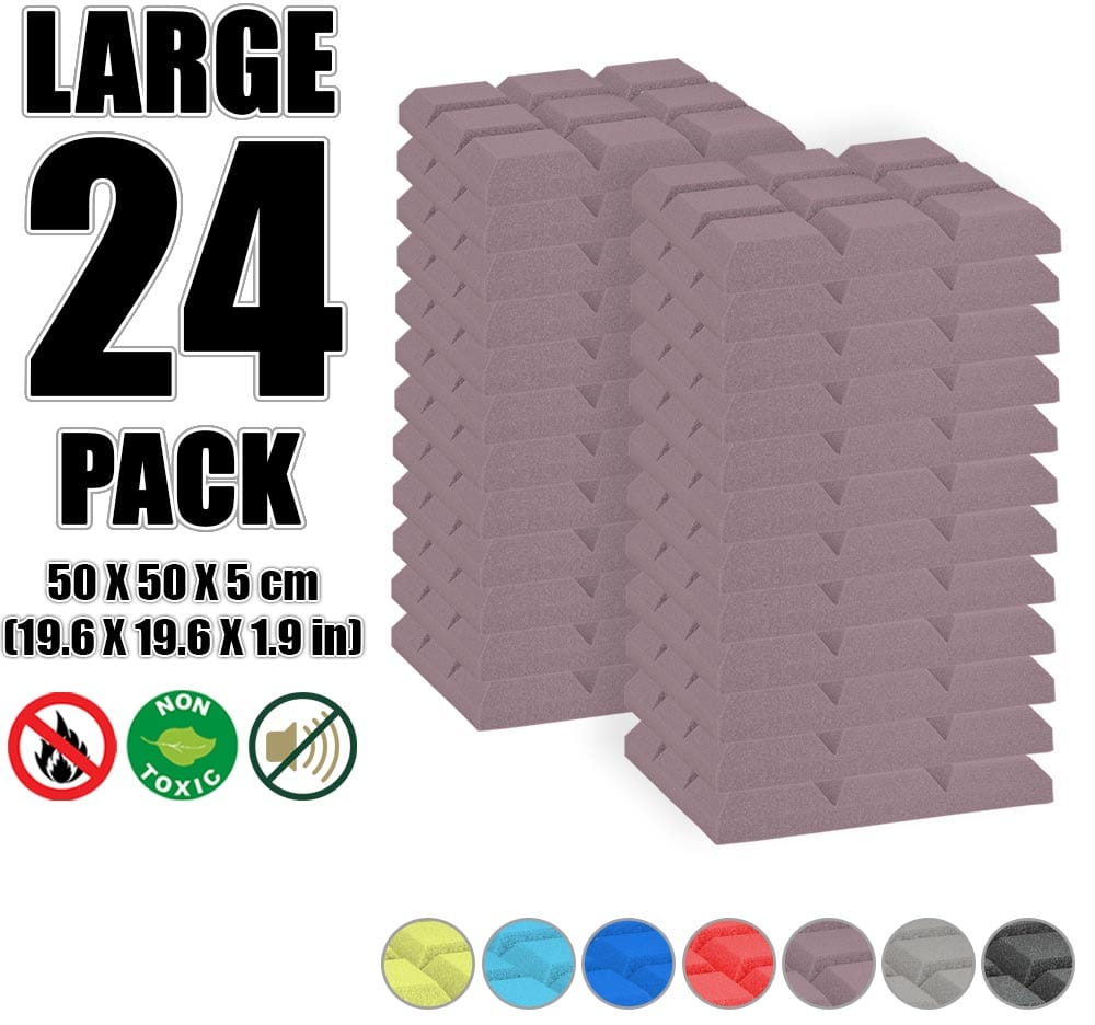 New 24 pcs Bundle Bevel Grid Type Acoustic Panels Sound Absorption Studio Soundproof Foam 7 Colors KK1046