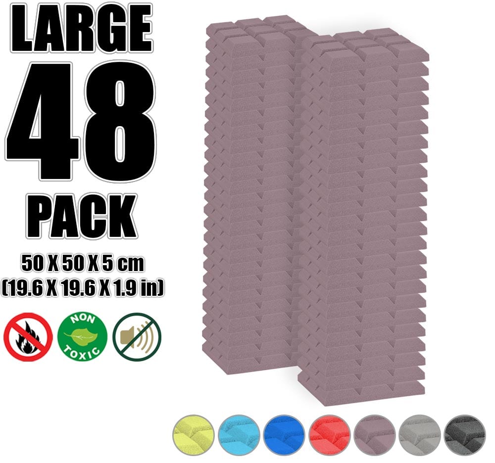 New 48 pcs Bundle Bevel Grid Type Acoustic Panels Sound Absorption Studio Soundproof Foam 7 Colors KK1046
