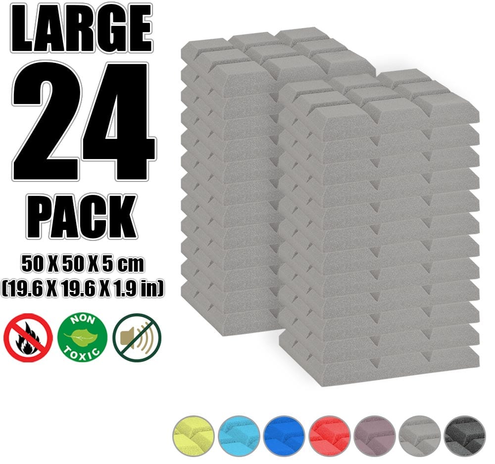 New 24 pcs Bundle Bevel Grid Type Acoustic Panels Sound Absorption Studio Soundproof Foam 7 Colors KK1046