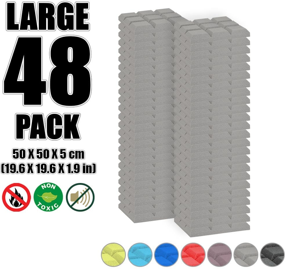 New 48 pcs Bundle Bevel Grid Type Acoustic Panels Sound Absorption Studio Soundproof Foam 7 Colors KK1046