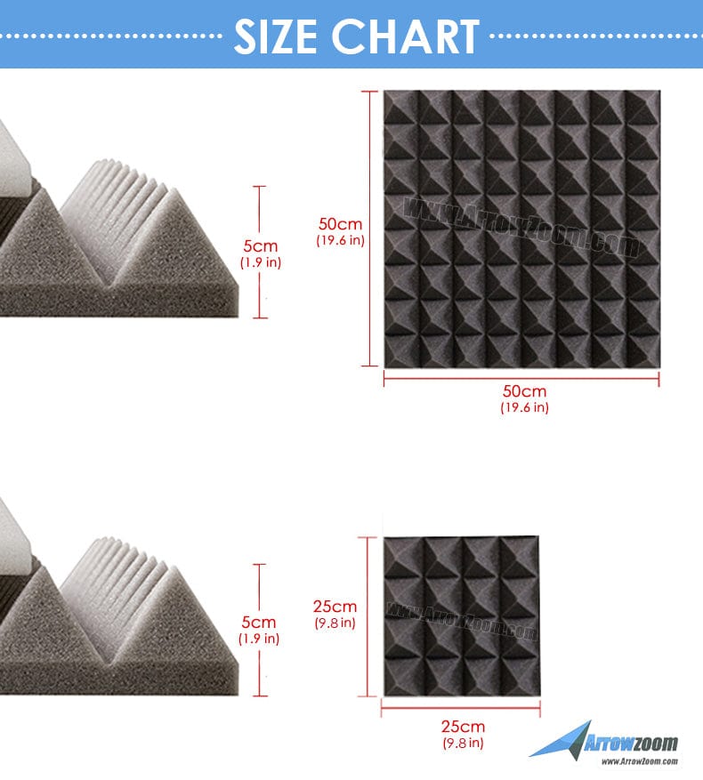 New 6 Pcs Bundle Pyramid Tiles Acoustic Panels Sound Absorption Studio Soundproof Foam 8 Colors KK1034
