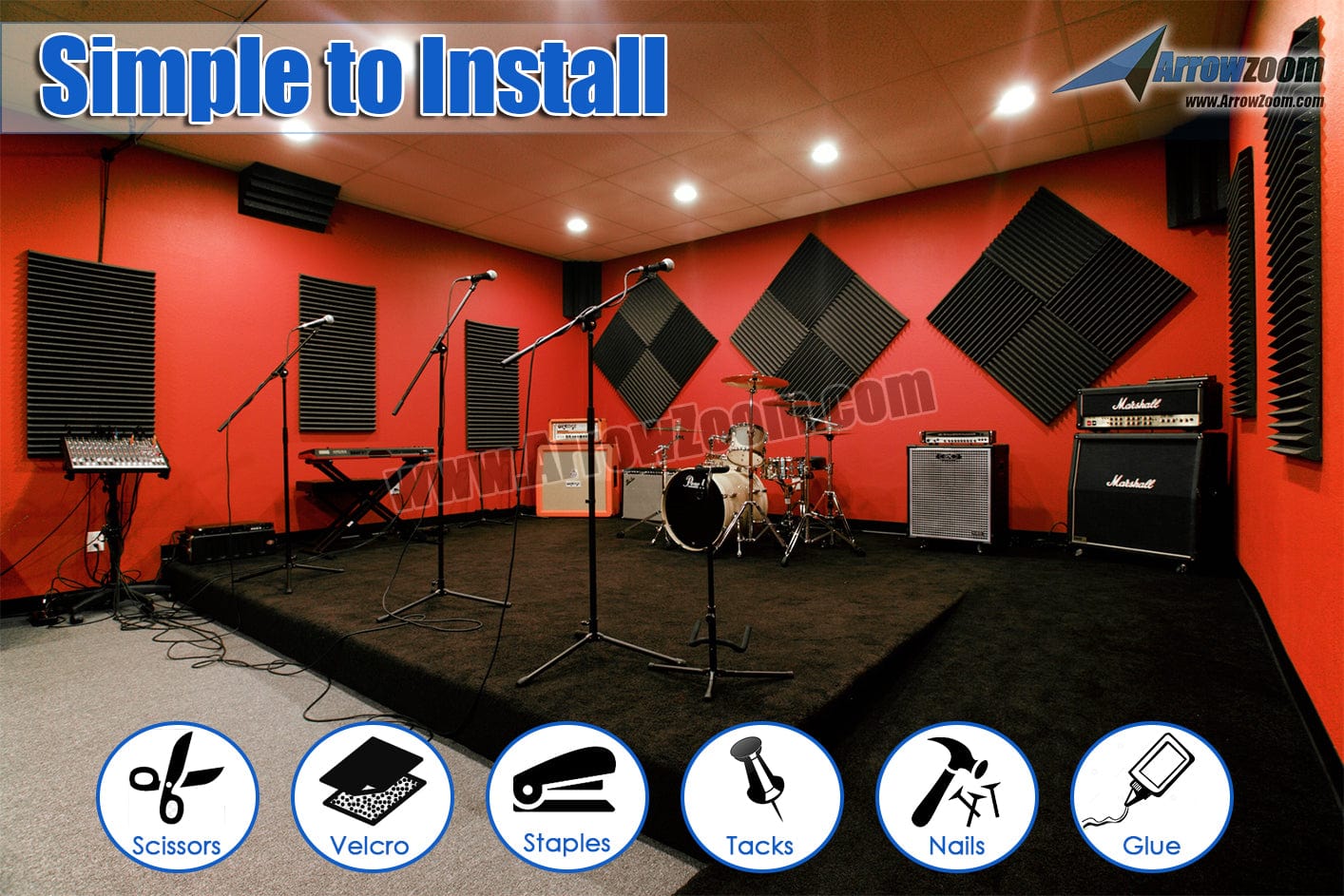 New 6 Pcs Bundle Pyramid Tiles Acoustic Panels Sound Absorption Studio Soundproof Foam 8 Colors KK1034