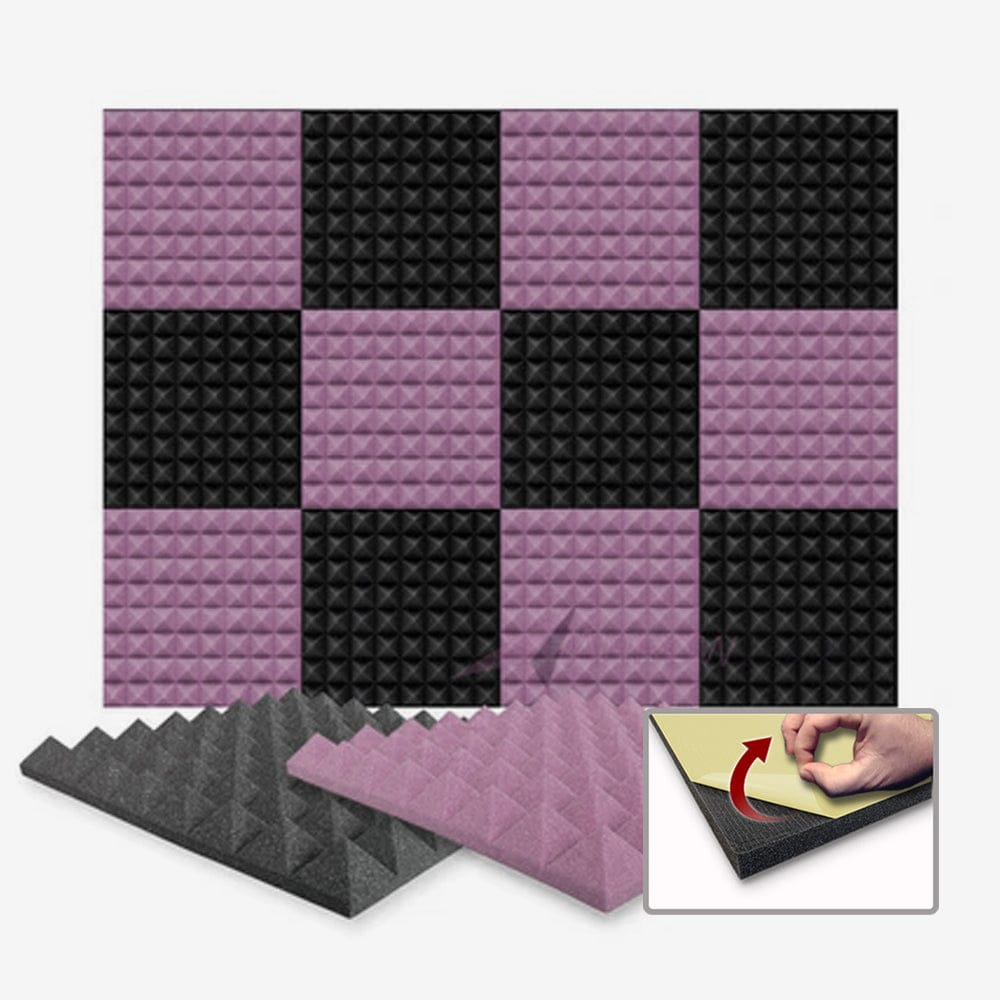 silexofy Pyramid Series Acoustic Foam - Black x Burgundy Bundle - KK1034