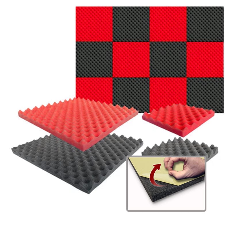 silexofy Eggcrate Convoluted Series Acoustic Foam - Black x Red Bundle - KK1052