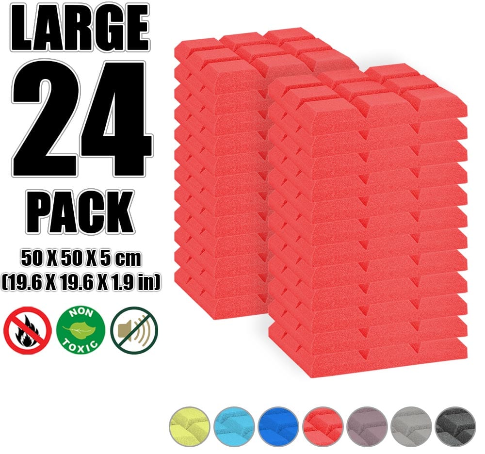 New 24 pcs Bundle Bevel Grid Type Acoustic Panels Sound Absorption Studio Soundproof Foam 7 Colors KK1046