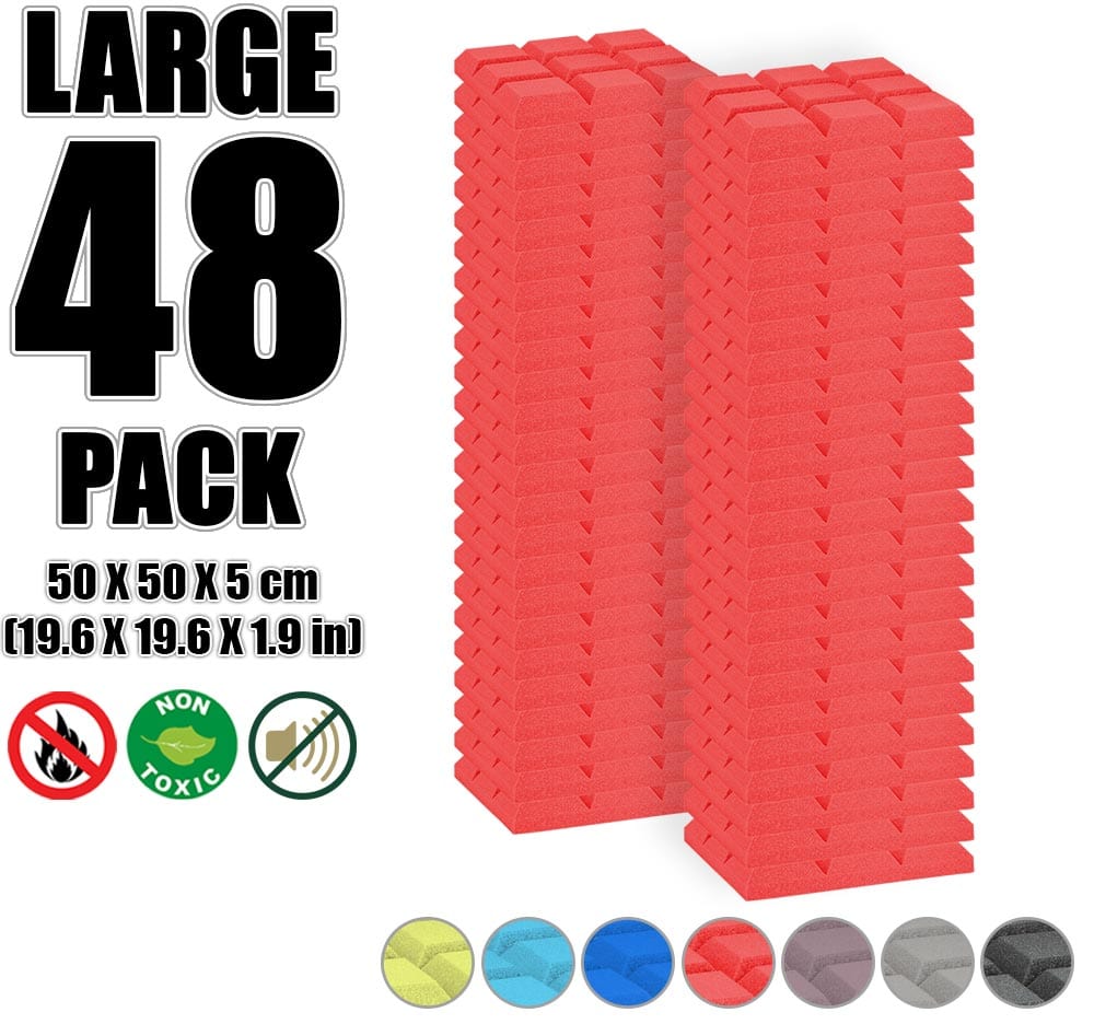New 48 pcs Bundle Bevel Grid Type Acoustic Panels Sound Absorption Studio Soundproof Foam 7 Colors KK1046