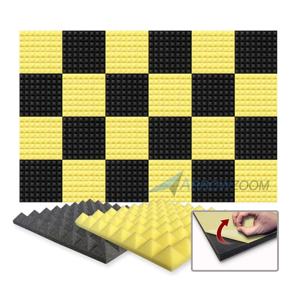 silexofy Pyramid Series Acoustic Foam - Black x Yellow Bundle - KK1034