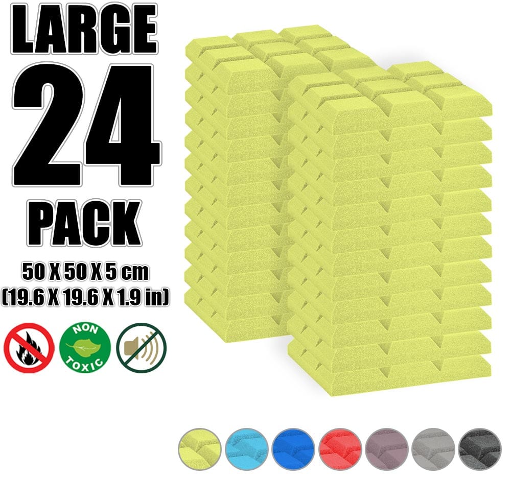 New 24 pcs Bundle Bevel Grid Type Acoustic Panels Sound Absorption Studio Soundproof Foam 7 Colors KK1046