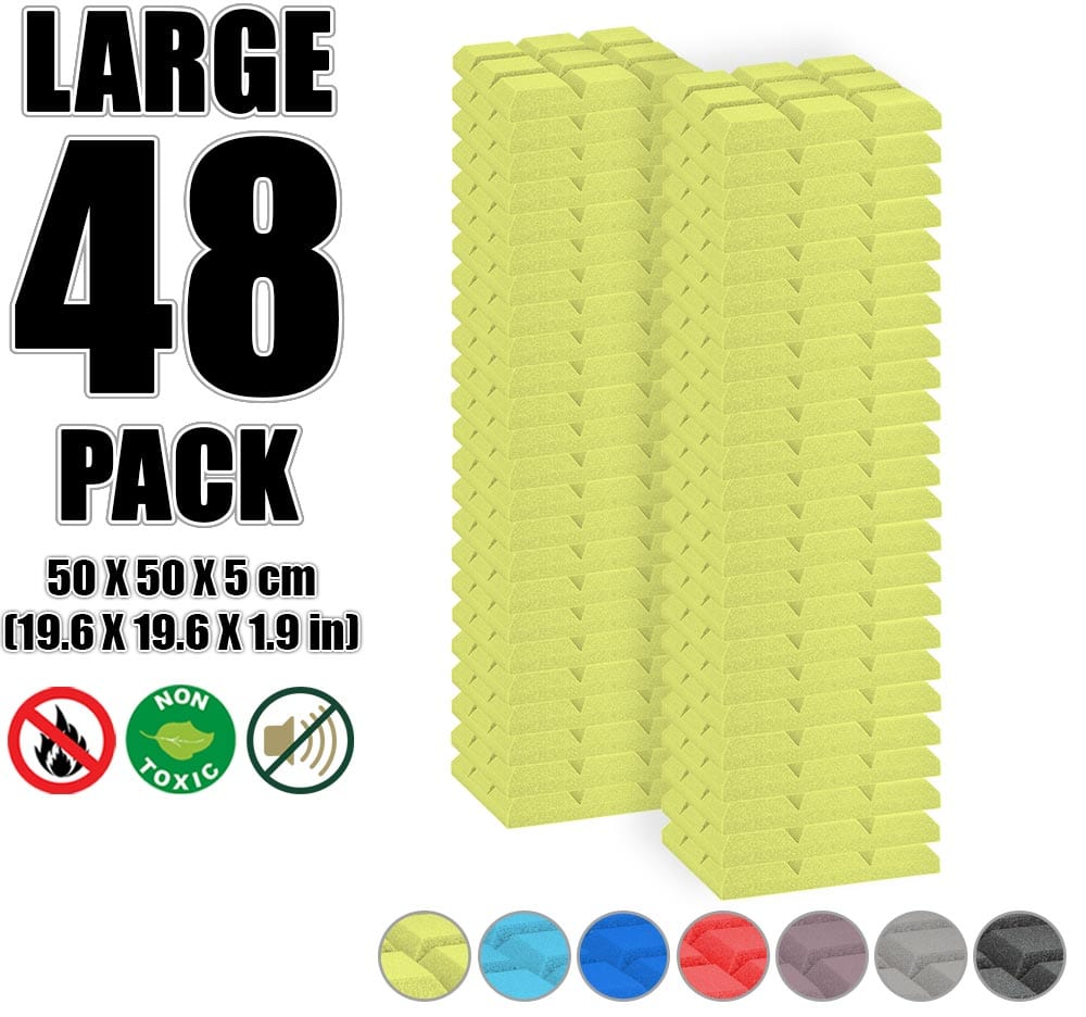 New 48 pcs Bundle Bevel Grid Type Acoustic Panels Sound Absorption Studio Soundproof Foam 7 Colors KK1046