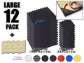 New 12 pcs Bundle Pyramid Adhesive Backed Tiles Acoustic Panels Sound Absorption Studio Soundproof Foam 7 Colors KK1053