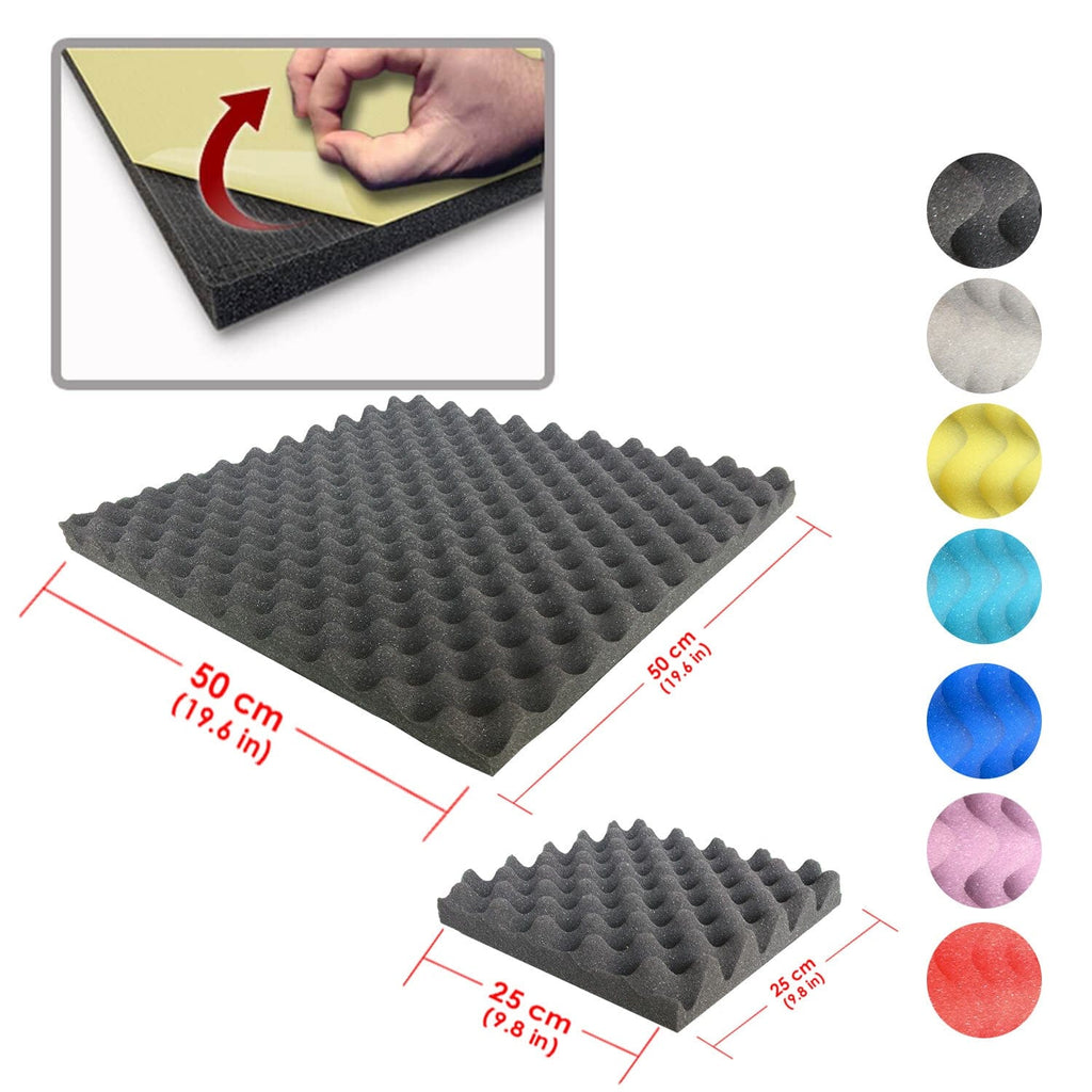 silexofy Egg Crate Adhesive Backed Series Acoustic Foam - Solid Colors - KK1219