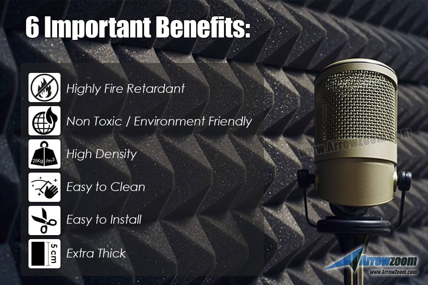 silexofy Flat Bevel Adhesive Backed Tile Series Acoustic Foam - Solid Colors - KK1055