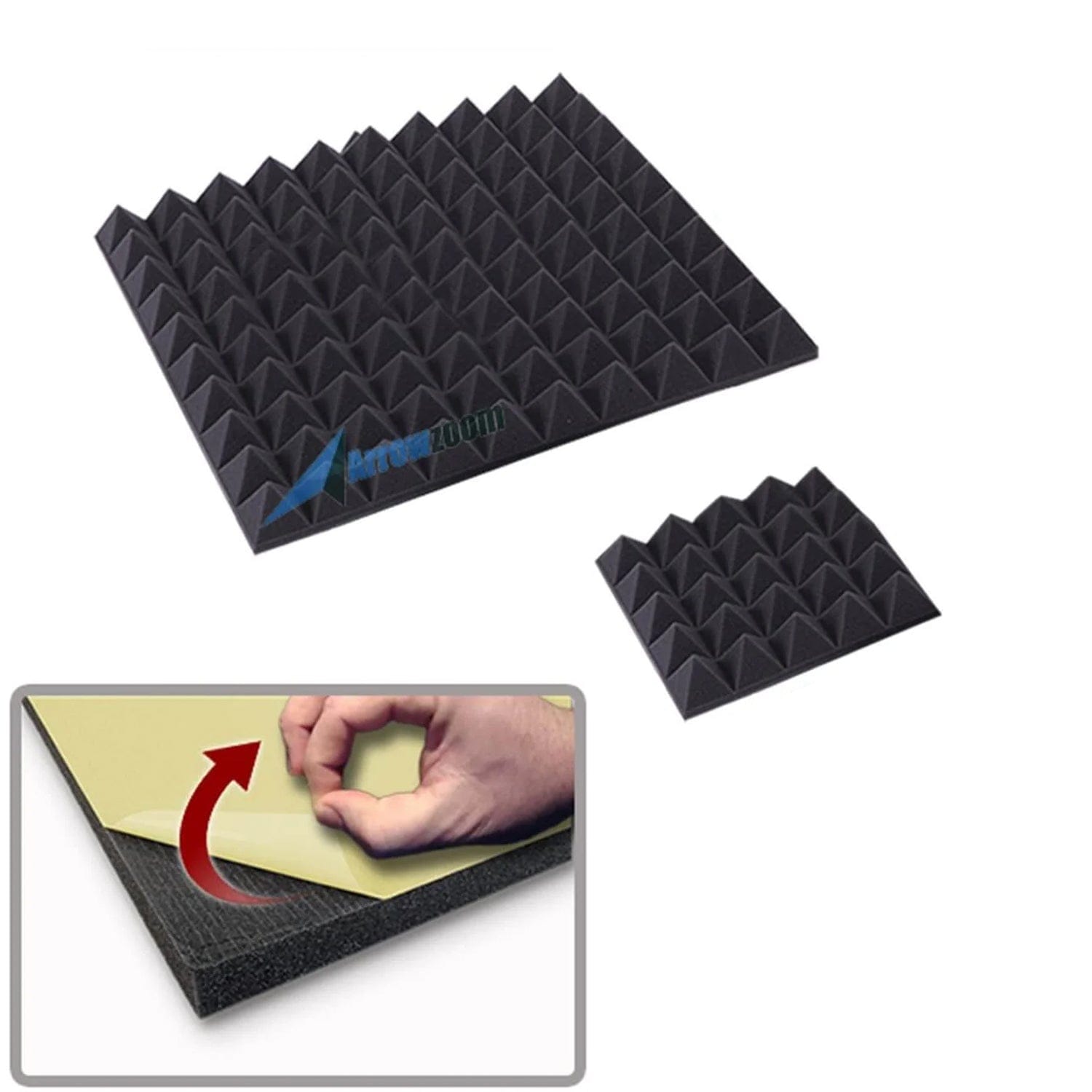 silexofy Pyramid Adhesive Backed Tiles Series Acoustic Foam - Solid Colors - KK1034