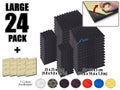 New 24 pcs Bundle Pyramid Adhesive Backed Tiles Acoustic Panels Sound Absorption Studio Soundproof Foam 7 Colors KK1053