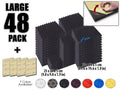 New 48 pcs Bundle Pyramid Adhesive Backed Tiles Acoustic Panels Sound Absorption Studio Soundproof Foam 7 Colors KK1053