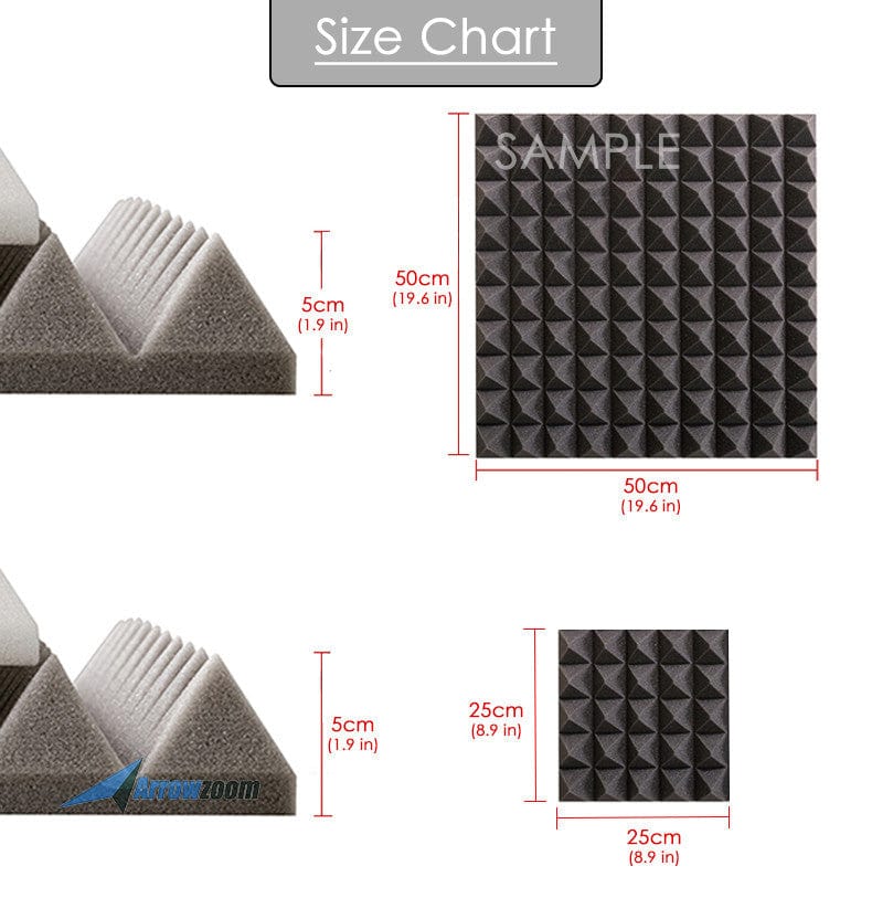 New Pyramid Adhesive Backed Tiles Acoustic Panels Sound Absorption Studio Soundproof Foam 7 Colors KK1053