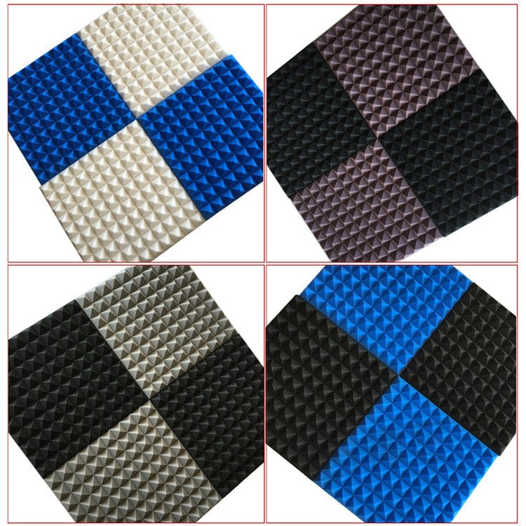 New Pyramid Adhesive Backed Tiles Acoustic Panels Sound Absorption Studio Soundproof Foam 7 Colors KK1053