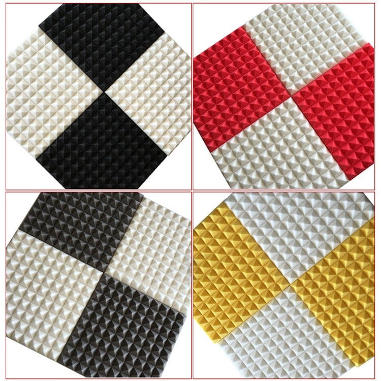 New Pyramid Adhesive Backed Tiles Acoustic Panels Sound Absorption Studio Soundproof Foam 7 Colors KK1053