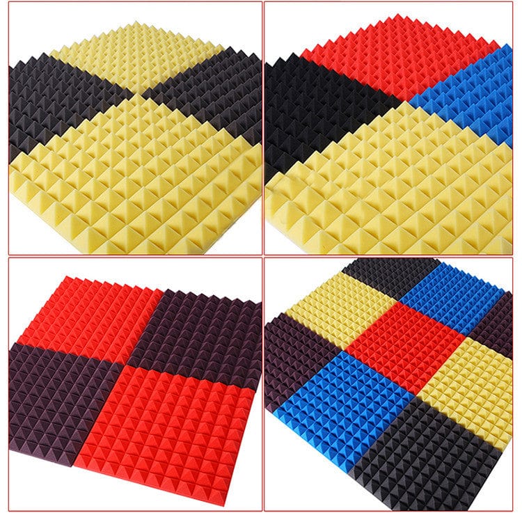 New Pyramid Adhesive Backed Tiles Acoustic Panels Sound Absorption Studio Soundproof Foam 7 Colors KK1053