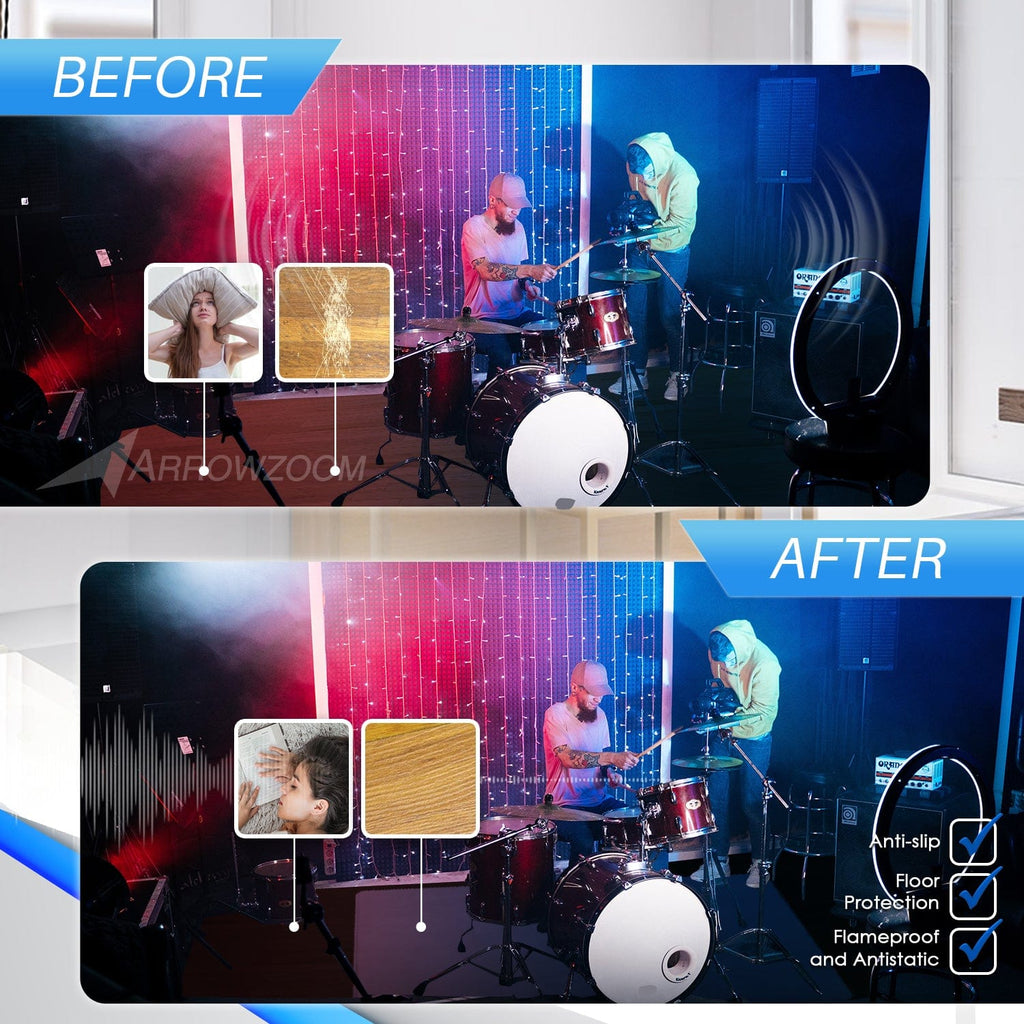 silexofy Anti-Slip Floor Protection Soundproof Noise Vibration Mats for Drums - KK1249