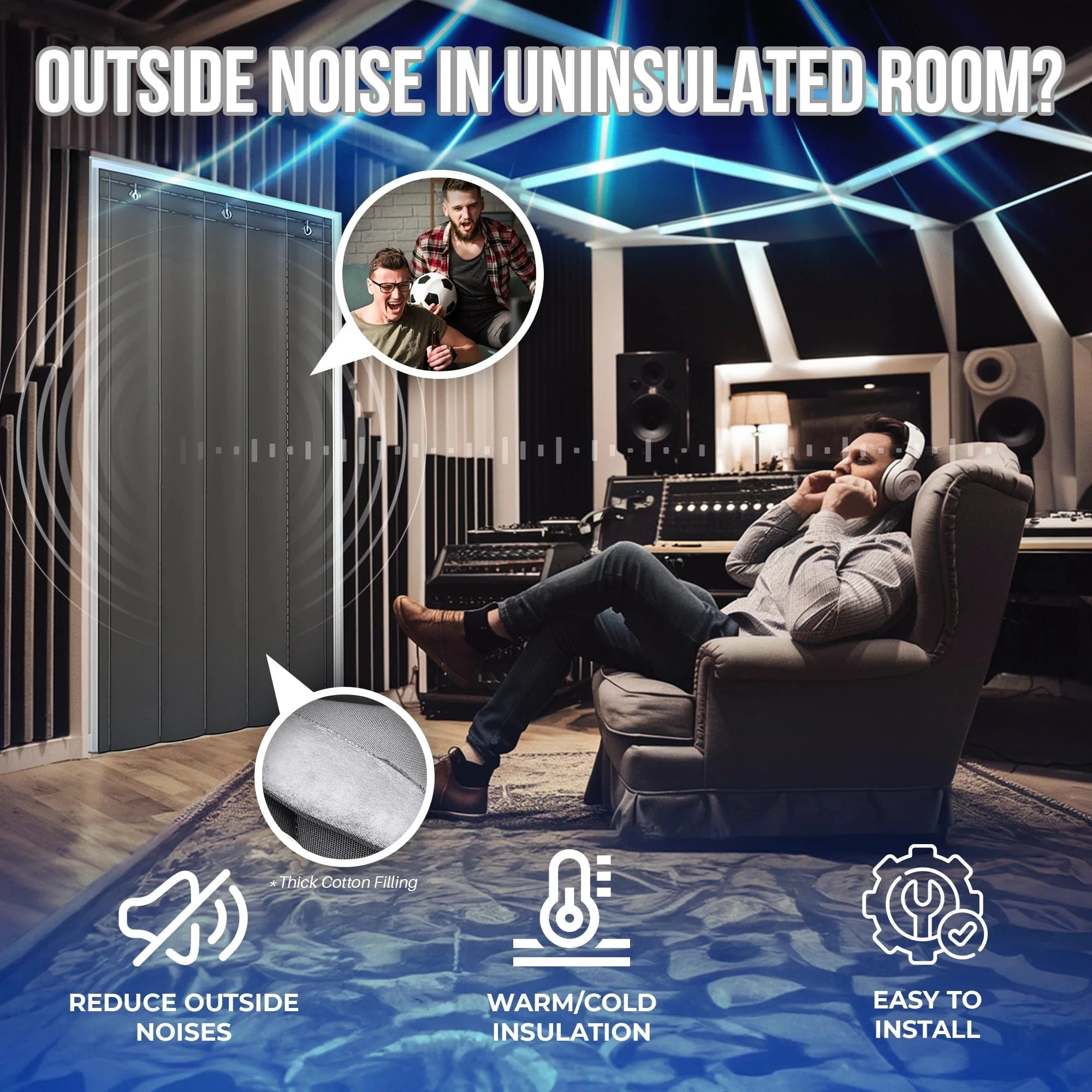 silexofy Door Soundproof Curtain PRO Thick Thermal Insulation KK1455