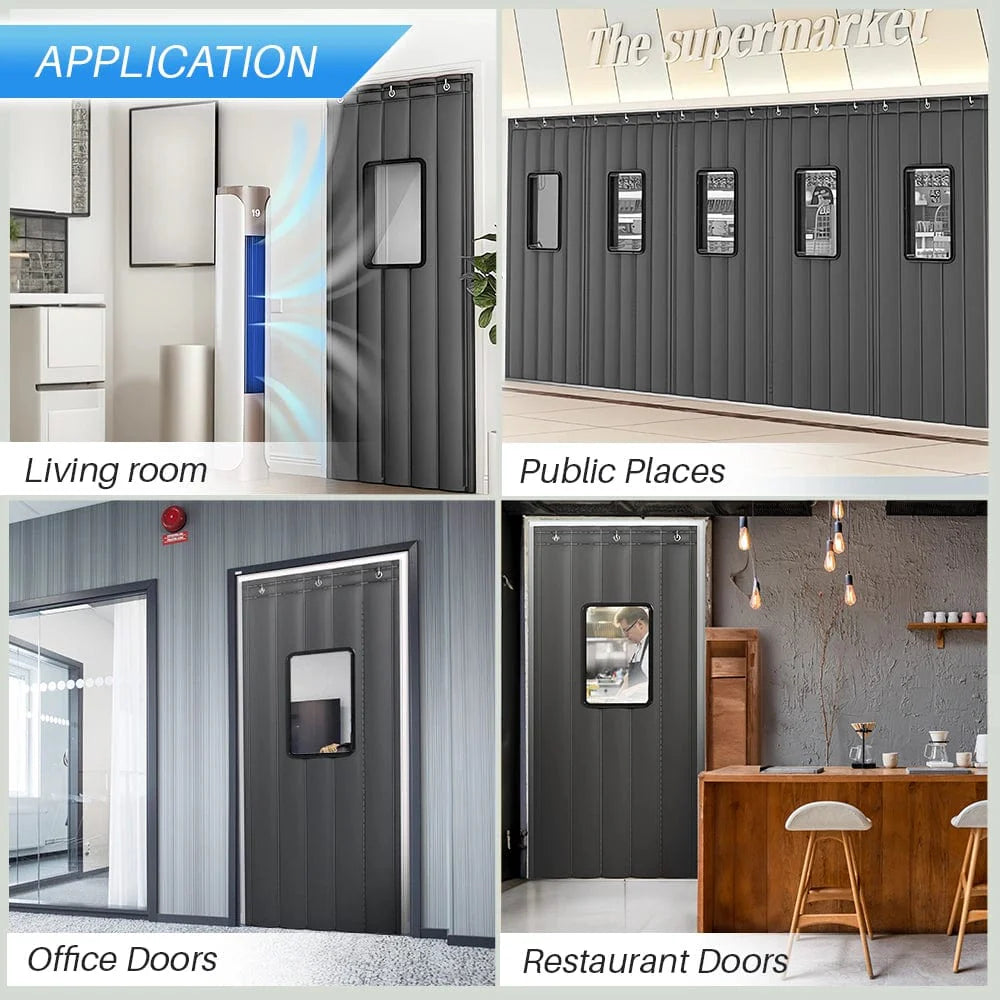 silexofy Door Soundproof Curtain PRO, Thick Thermal Insulation with Window - KK1456