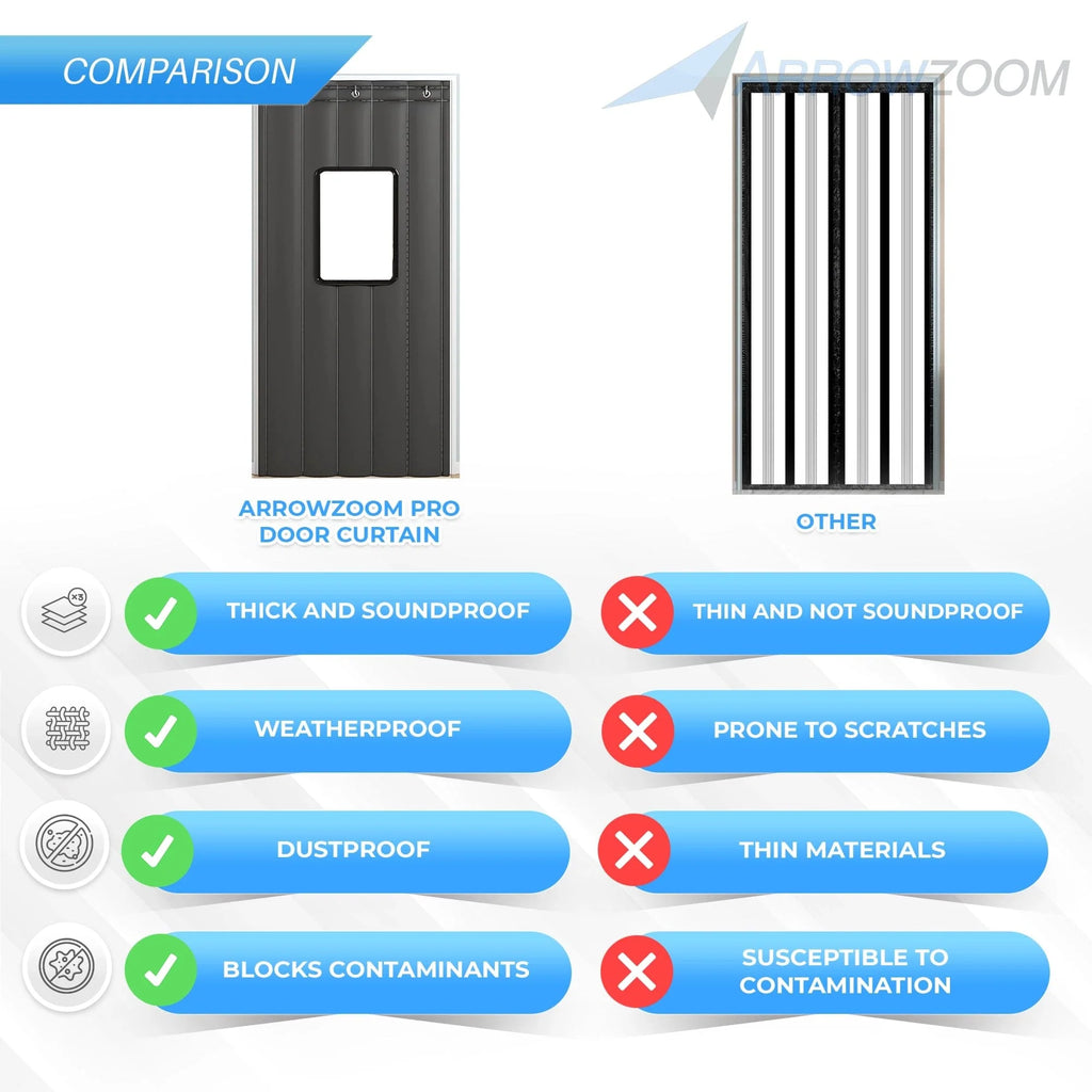 silexofy Door Soundproof Curtain PRO, Thick Thermal Insulation with Window - KK1456