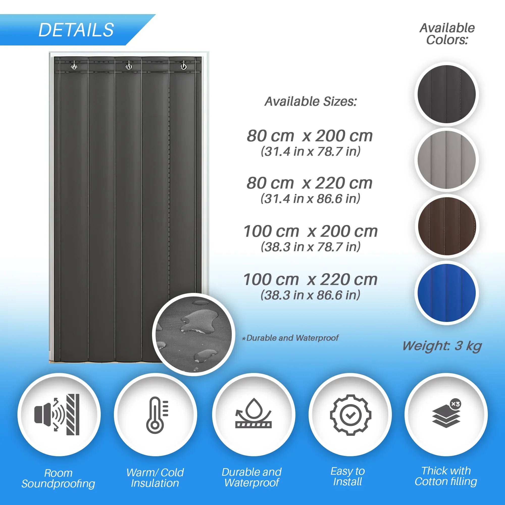 silexofy Door Soundproof Curtain PRO Thick Thermal Insulation KK1455