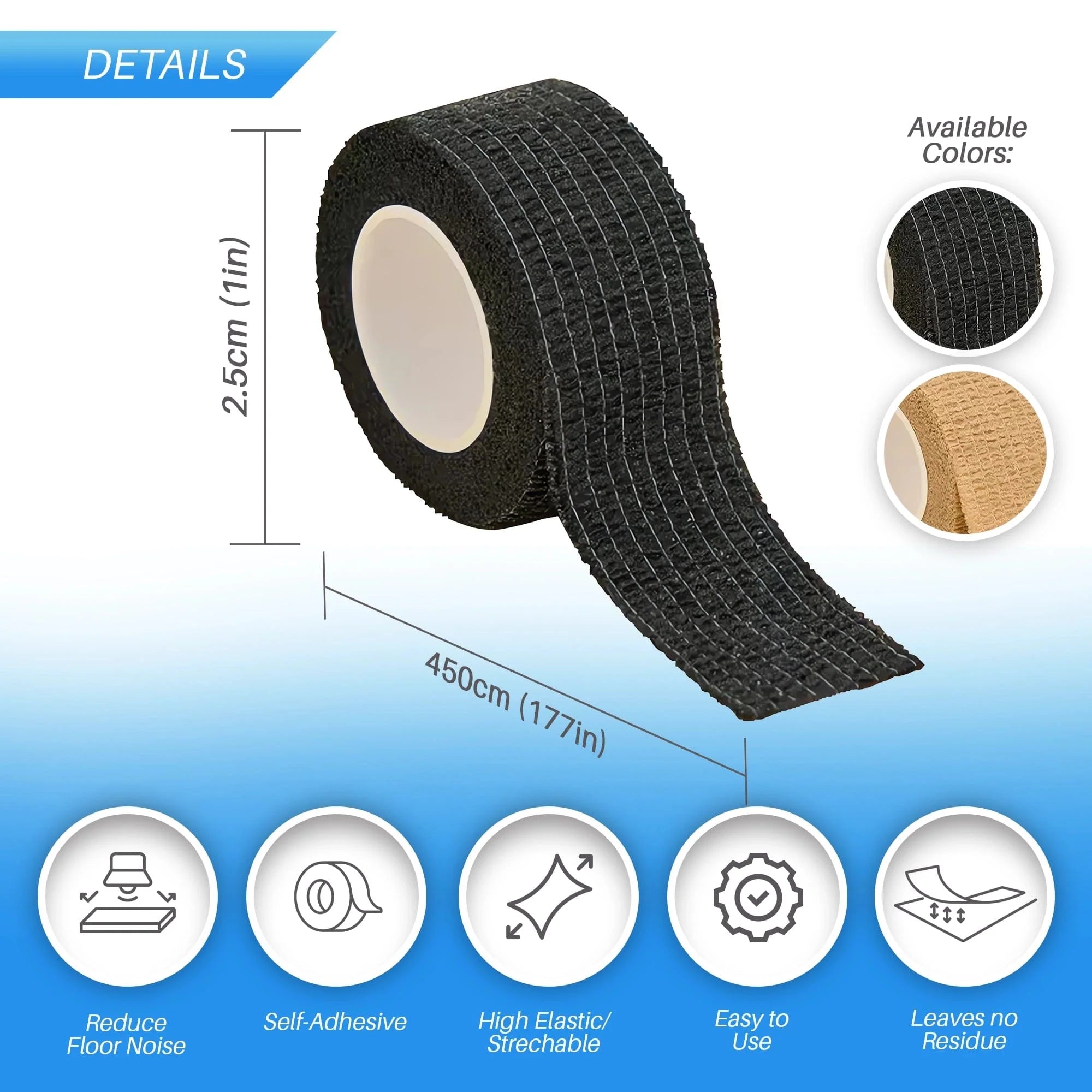 silexofy Silent Soundproof Self-Adhesive Tape w/ Anti-Slip, Floor Protection for Chairs, Tables and Furnitures - KK1453