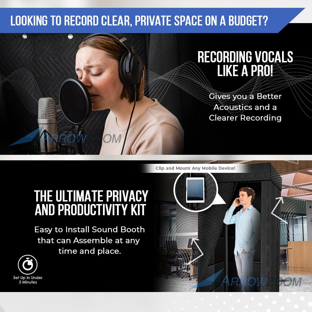 silexofy Studio Recording Isolation Privacy Booth | Reduces External Noise for Work, Recording, Podcasts, Meeting KK1250