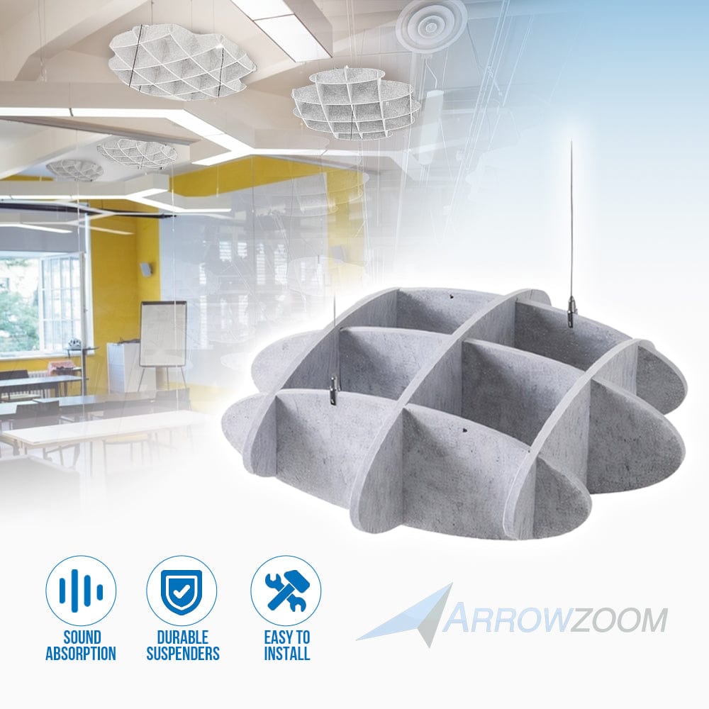 silexofy EchoArt Elegant Sound Absorbers Hanging Ceiling Panels Gray - KK1458