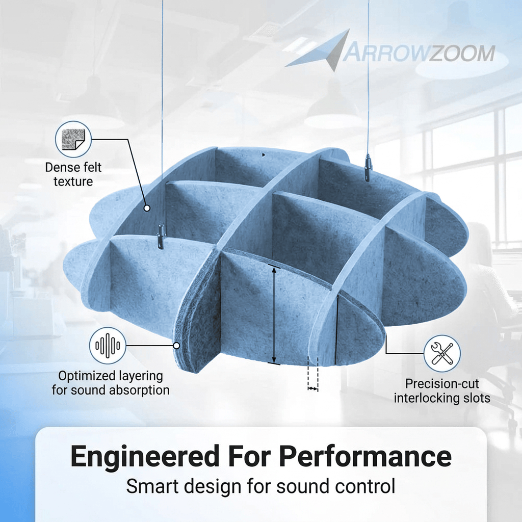 silexofy EchoArt Elegant Sound Absorbers Hanging Ceiling Panels Greyish Blue - KK1463