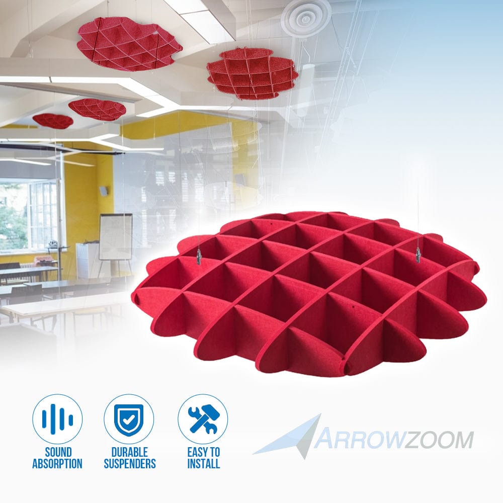 silexofy EchoArt Elegant Sound Absorbers Hanging Ceiling Panels Red - KK1462