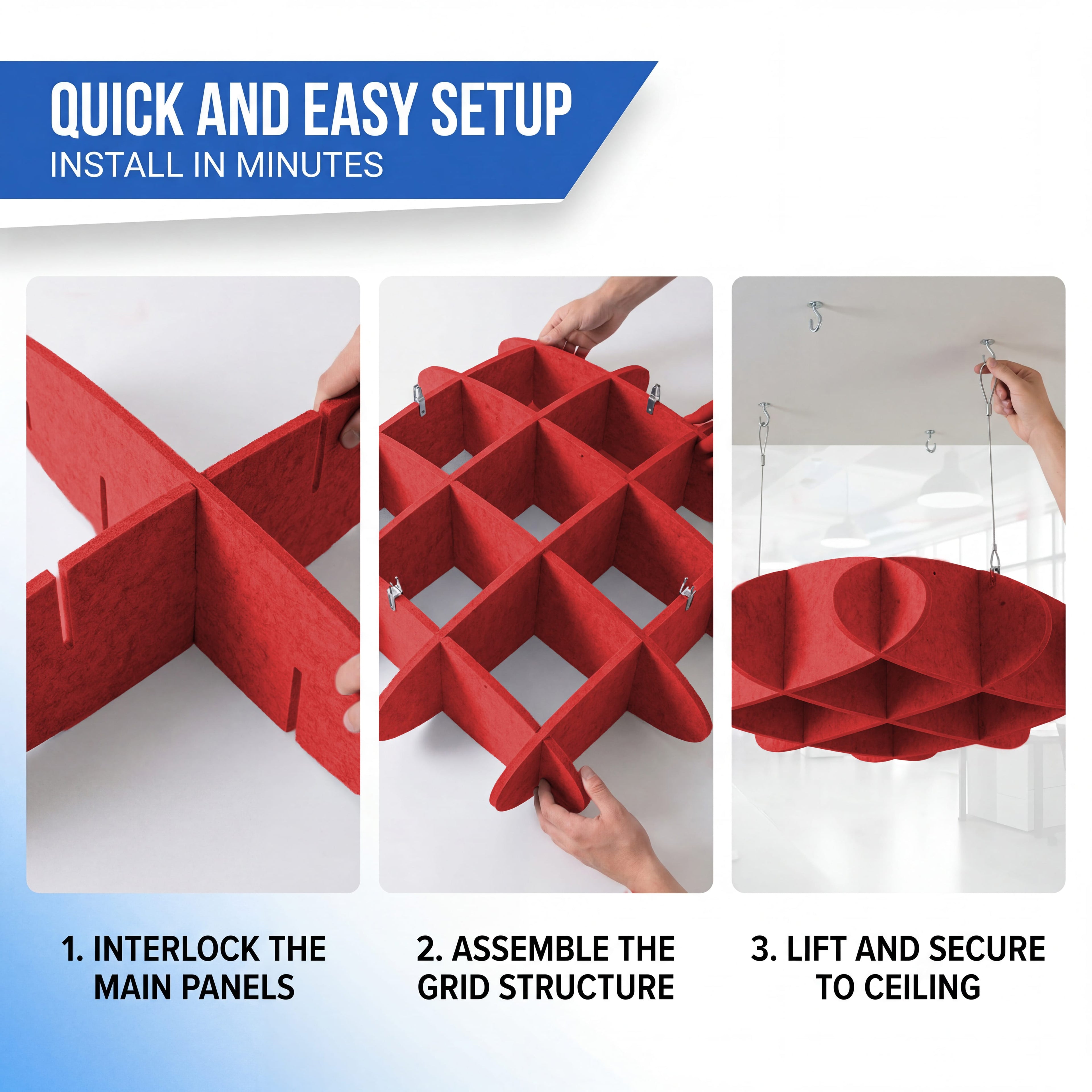 silexofy EchoArt Elegant Sound Absorbers Hanging Ceiling Panels Red - KK1462