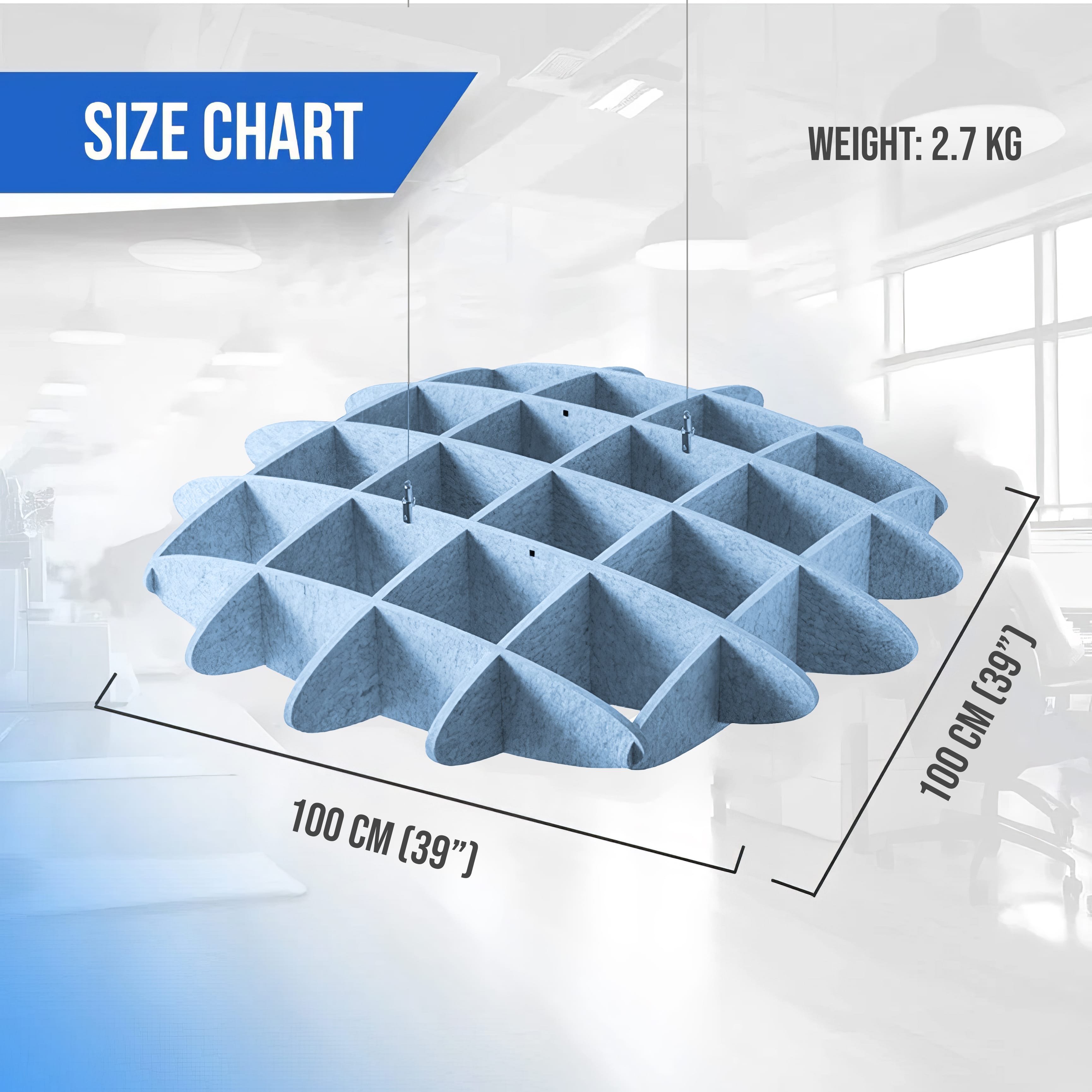silexofy EchoArt Elegant Sound Absorbers Hanging Ceiling Panels Greyish Blue - KK1463