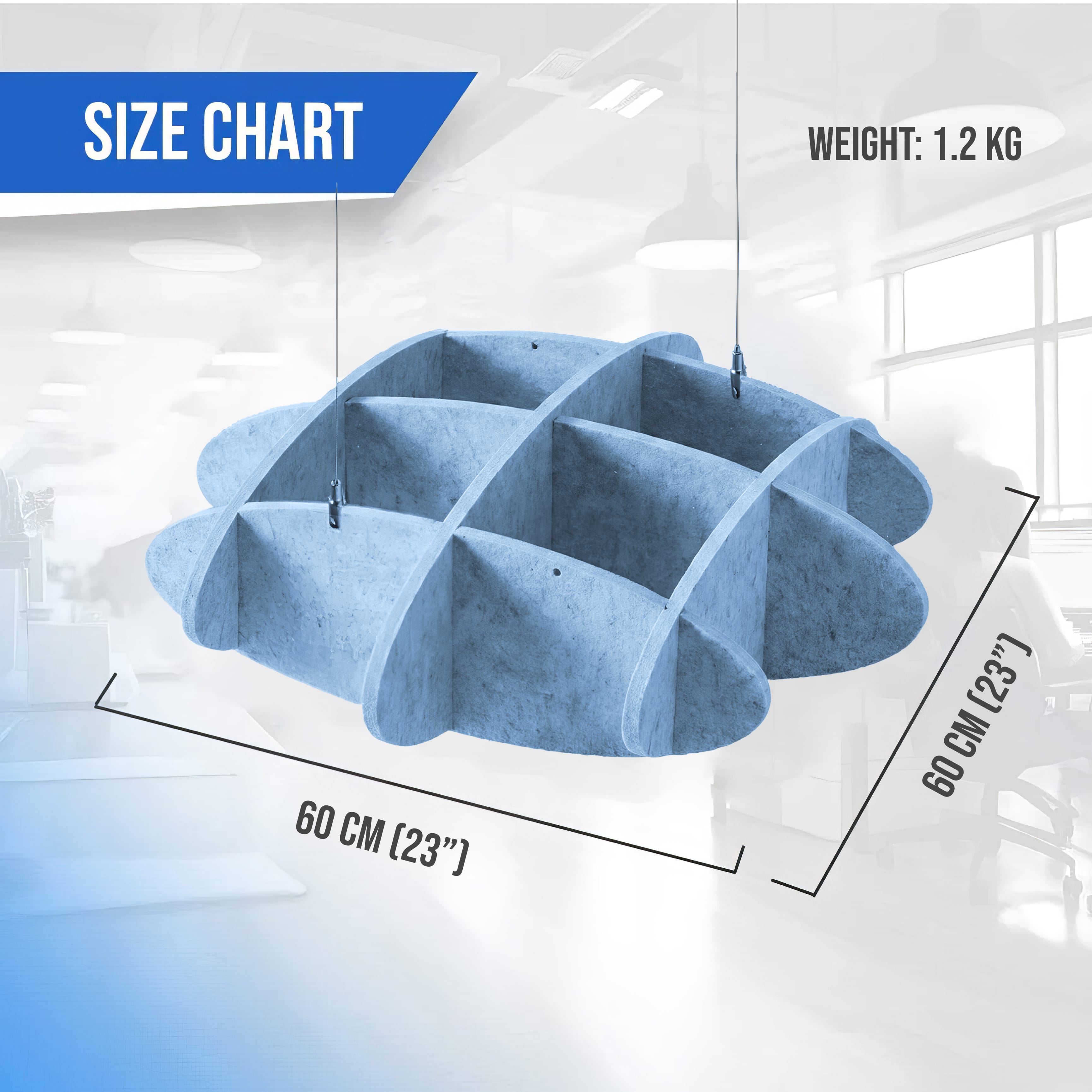 silexofy EchoArt Elegant Sound Absorbers Hanging Ceiling Panels Greyish Blue - KK1463