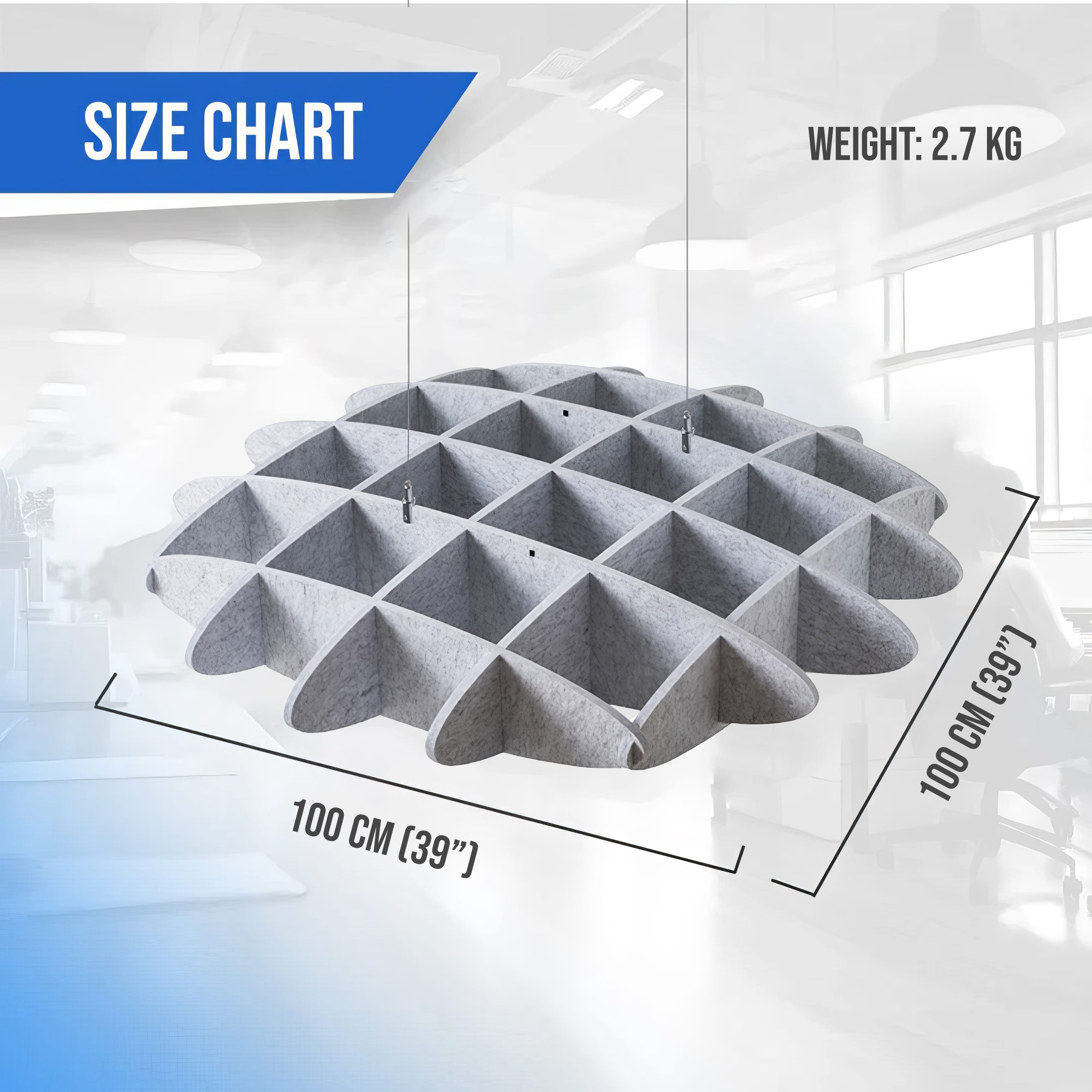 silexofy EchoArt Elegant Sound Absorbers Hanging Ceiling Panels Gray - KK1458