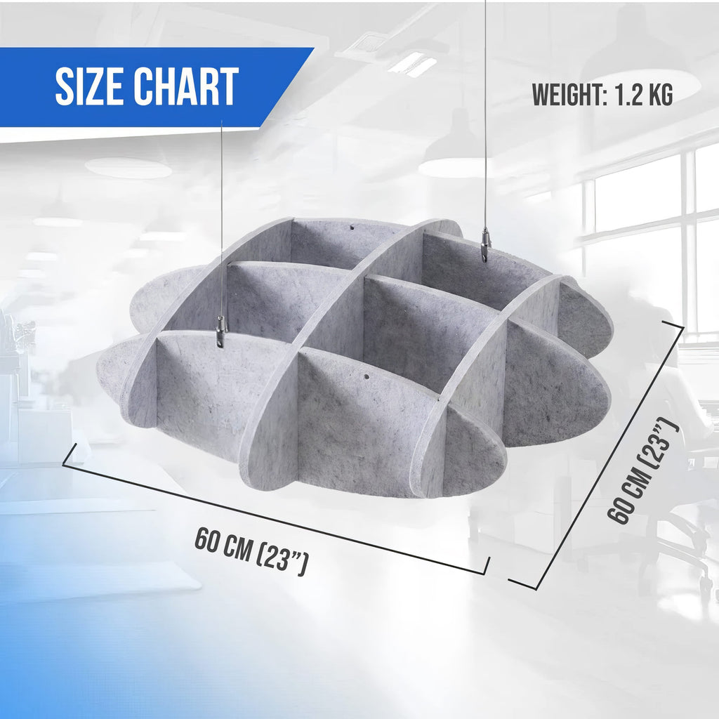 silexofy EchoArt Elegant Sound Absorbers Hanging Ceiling Panels Gray - KK1458